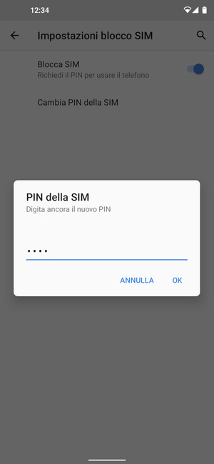 Conferma il nuovo PIN della SIM e seleziona OK