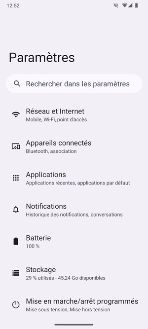 Sélectionnez Réseau et Internet