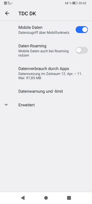 Um das Netzwerk zu wechseln, falls Probleme auftreten, wählen Sie Erweitert