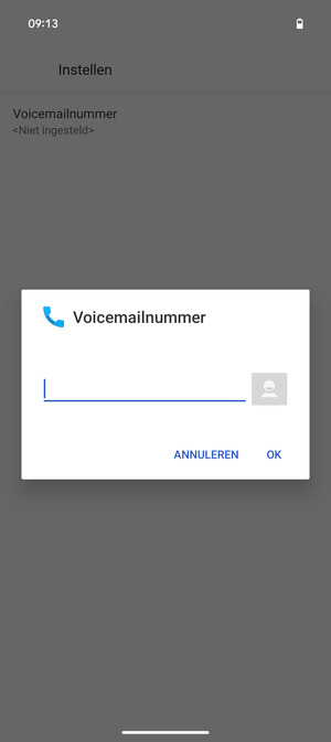 Voer het Voicemailnummer in en selecteer OK