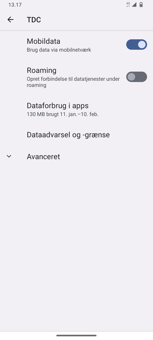 Vælg Avanceret