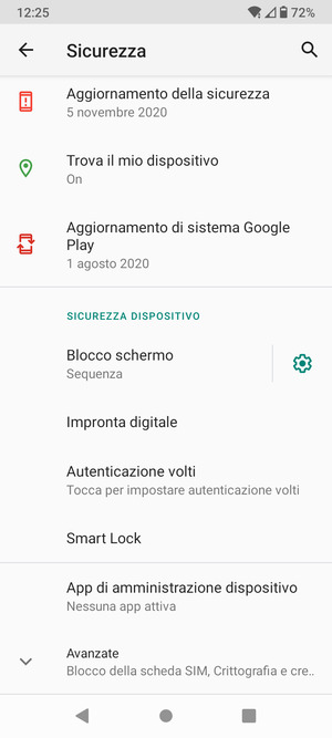 Per cambiare il PIN della scheda SIM, scorri e seleziona Avanzate