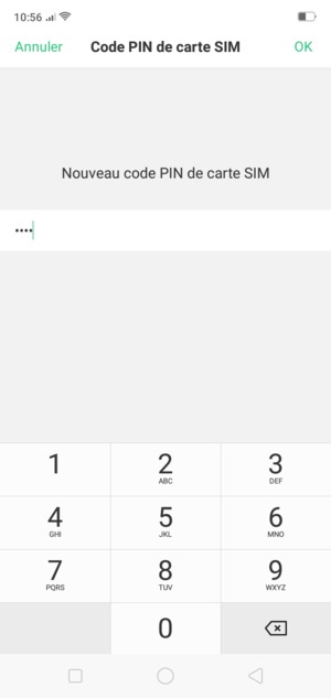 Saisissez votre Nouveau code PIN de carte SIM et sélectionnez OK