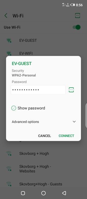 Enter the Wi-Fi password and select CONNECT