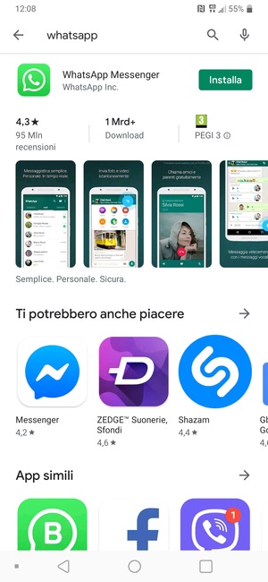 Seleziona l'applicazione