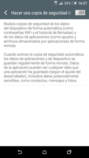Active Hacer una copia de seguridad de mis datos