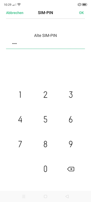Geben Sie Alte SIM-PIN ein und wählen Sie OK