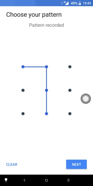 Draw an unlock pattern and select NEXT