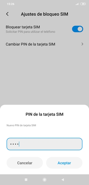 Introduzca su Nuevo PIN de tarjeta SIM y seleccione Aceptar