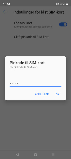 Indtast din Ny pinkode til SIM-kort og vælg OK