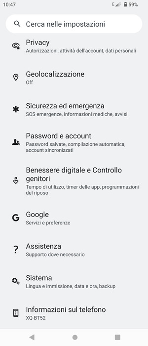 Scorri e seleziona Sistema