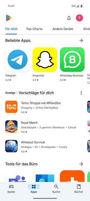 Wählen Sie Suche