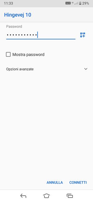 Inserisci la password del Wi-Fi e seleziona CONNETTI
