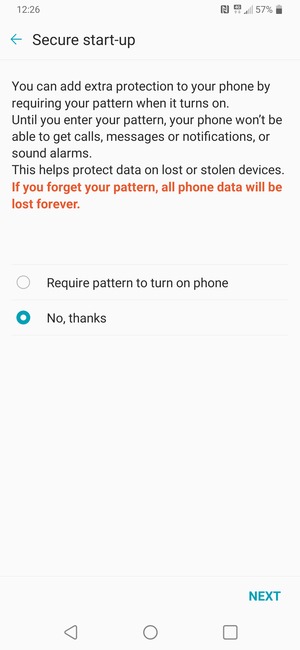 Select your preferred option and select NEXT