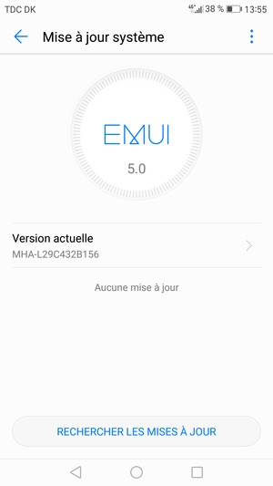 Si votre téléphone est à jour, vous verrez l'écran suivant