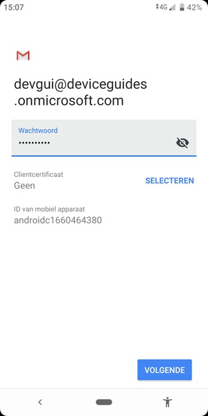 Voer uw wachtwoord in en selecteer VOLGENDE