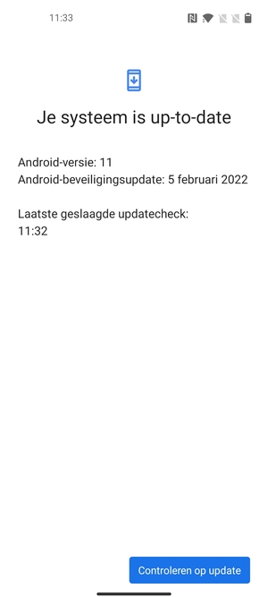 Als uw telefoon up-to-date is, zult u het volgende scherm zien