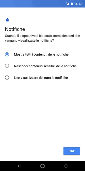 Seleziona la tua opzione preferita e poi FINE