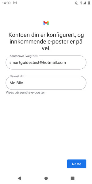 Gi kontoen din et navn, og skriv inn navnet ditt. Velg Neste