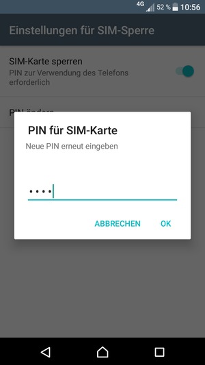 Bestätigen Sie Ihre neue PIN für SIM-Karte und wählen Sie OK