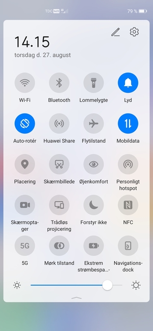 Juster lysstyrken til det ønskede niveau
