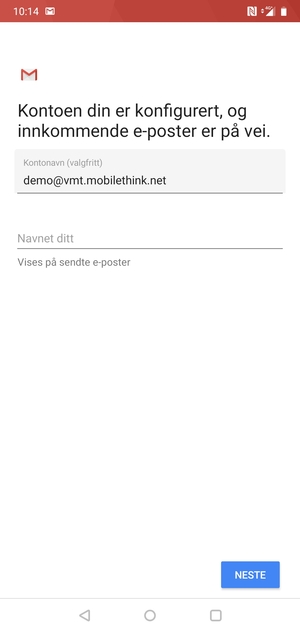Gi kontoen din et navn, og skriv inn navnet ditt. Velg NESTE