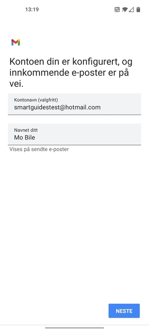 Gi kontoen din et navn, og skriv inn navnet ditt. Velg NESTE