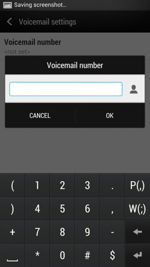 Enter the Voicemail number and select OK