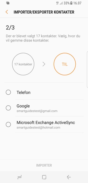 Vælg din Google konto