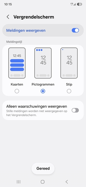 Selecteer uw voorkeursopties en selecteer Gereed