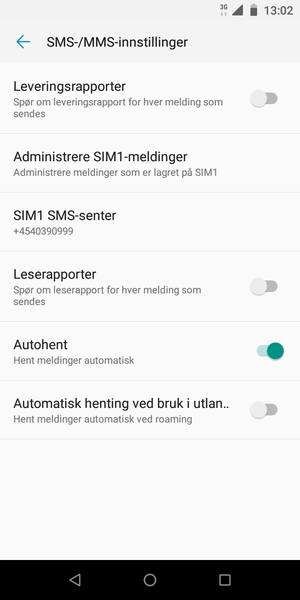 Velg SIM SMS-senter