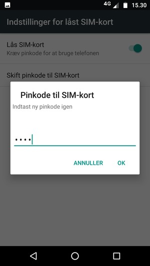 Bekræft din nye pinkode og vælg OK