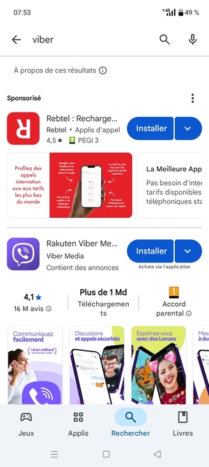 Sélectionnez l'appli