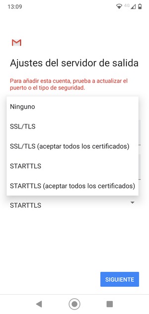 Seleccione Ninguno y SIGUIENTE