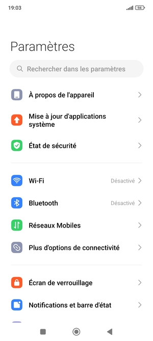 Sélectionnez Réseaux Mobiles