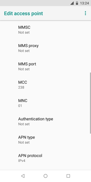 Scroll down and enter MMS information
