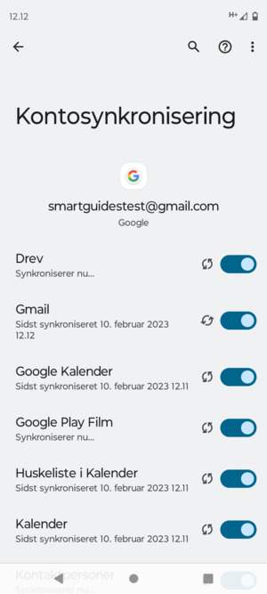 Dine oplysninger vil blive synkroniseret
