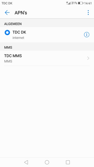 Selecteer het toegangspunt voor internet