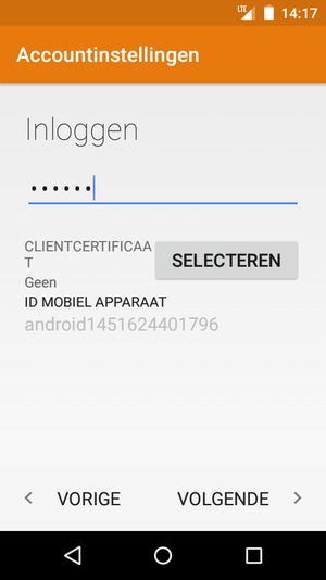 Voer uw wachtwoord in en selecteer VOLGENDE