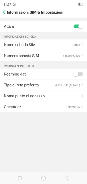 Seleziona Nome punto di accesso