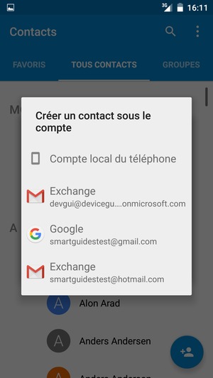 Sélectionnez votre compte Google