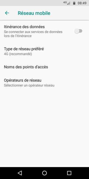 Sélectionnez Type de réseau préféré