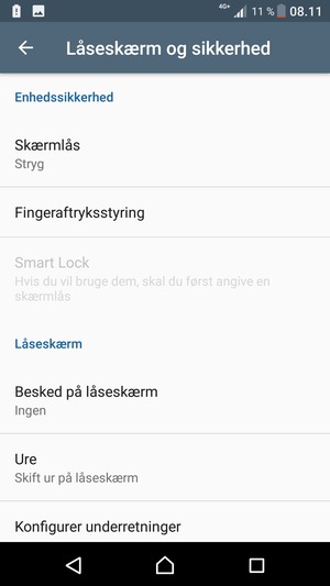 Vælg Skærmlås