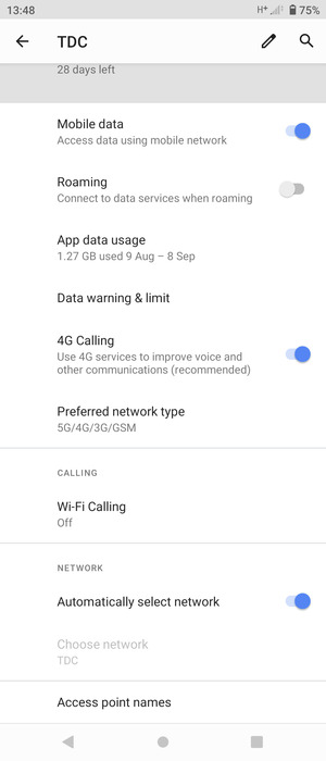 Scroll to and select Access point names