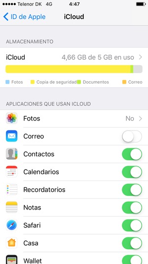 Seleccione los servicios de los que desea hacer copia de seguridad