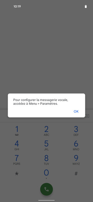 Si votre messagerie vocale n'est pas configurée, sélectionnez OK