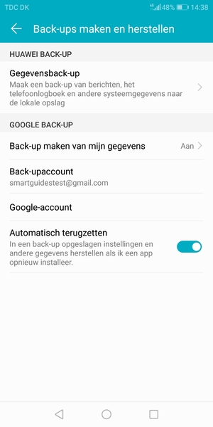 Selecteer Back-upaccount