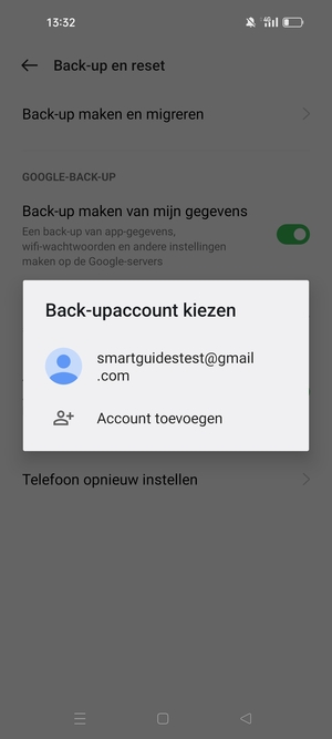 Selecteer uw back-up-account