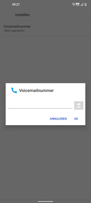Voer het Voicemailnummer in en selecteer OK