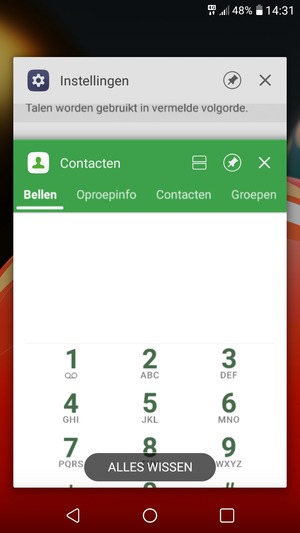 Selecteer ALLES WISSEN om alle actieve apps te sluiten